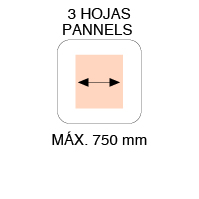 MAX. WIDTH 3 PANELS 750mm